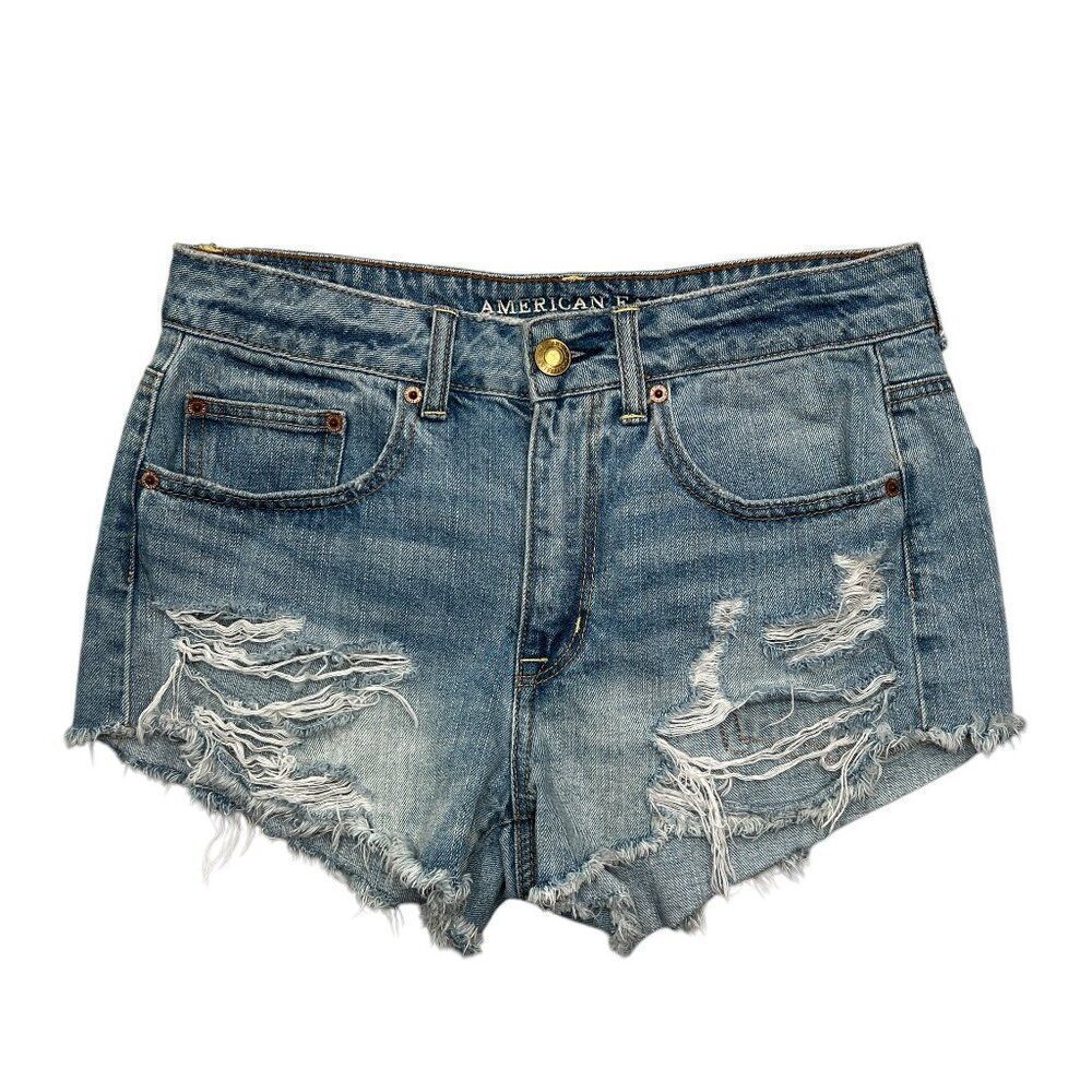 American Eagle Women's Size 6 High Rise Festival Distressed Jean Shorts